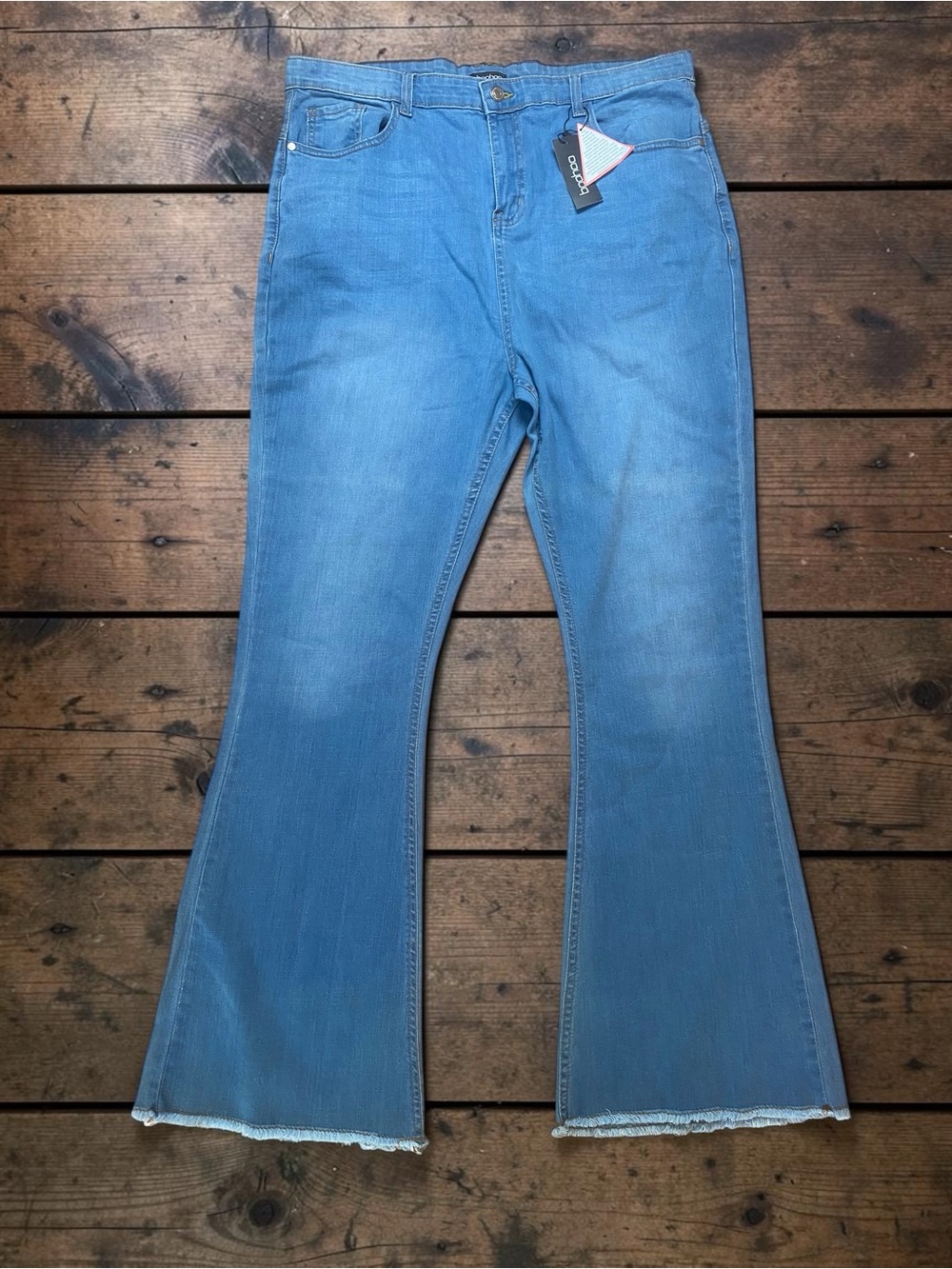Boohoo Women’s Light Blue Flared Jeans - Casual Stretch Denim NWT